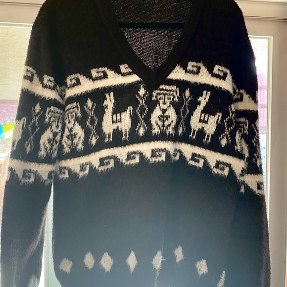Peru Hippie Boho Warm Vintage Sweater Andes Sz L - Picture 1 of 3